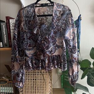 Mango - Floral Patterned Women's Top